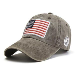 USA Flag Embroidered Vintage Cotton Baseball Cap | American Flag Distressed Hat